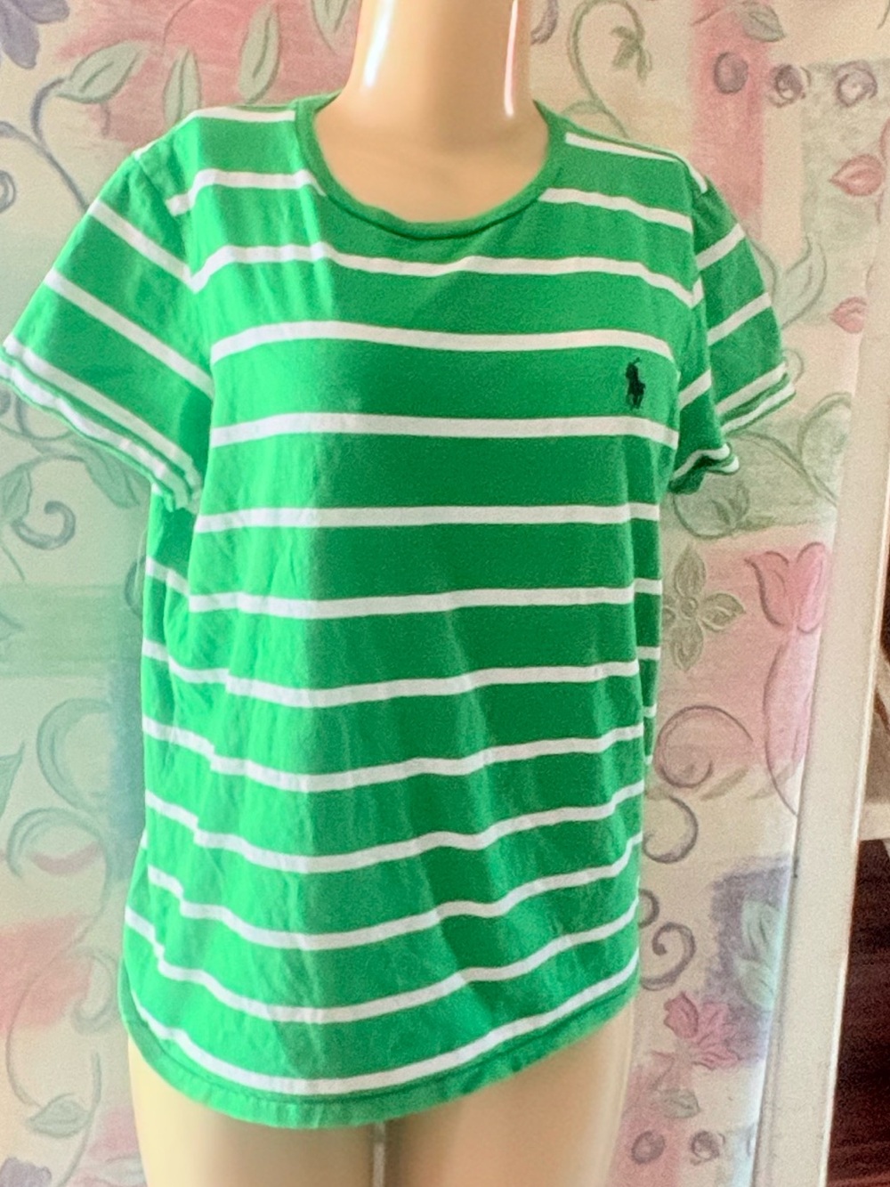 Ralph Lauren Green & White Striped Short Sleeve Tee